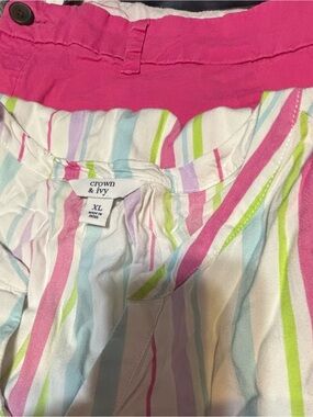 Crown & Ivy Pink Pastel stripe top size XL and Old Navy Pink shorts size 16